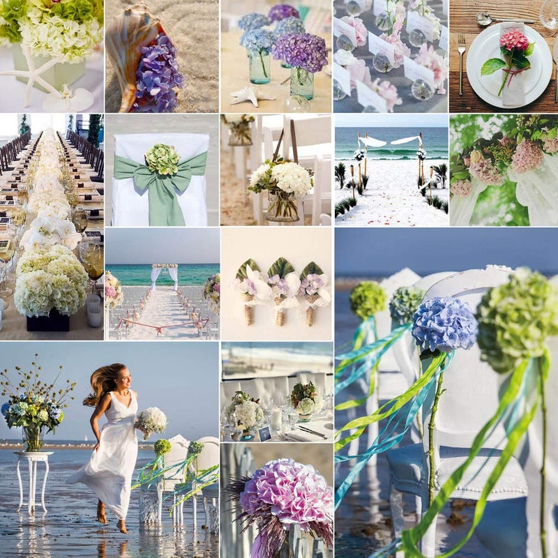 DuHouse Artificial Hydrangea Silk Flower Heads with Stem Fake Blue Hydrangea Bigger Flowers for Wedding Home Garden Centerpiece Pack of 6 - Image 5